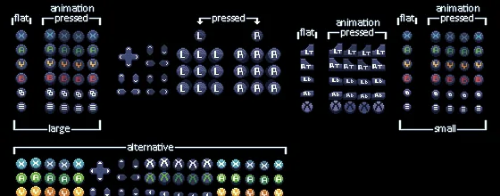 Official LegacyLauncher Xbox-style controller button prompt sprite sheet